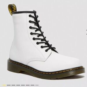 Dr. Martens Youth 1460 White Leather lace up side zip boots booties Sz 4